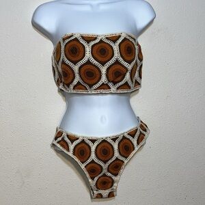 Cider Womens Crochet Abstract Design Bikini Size Medium